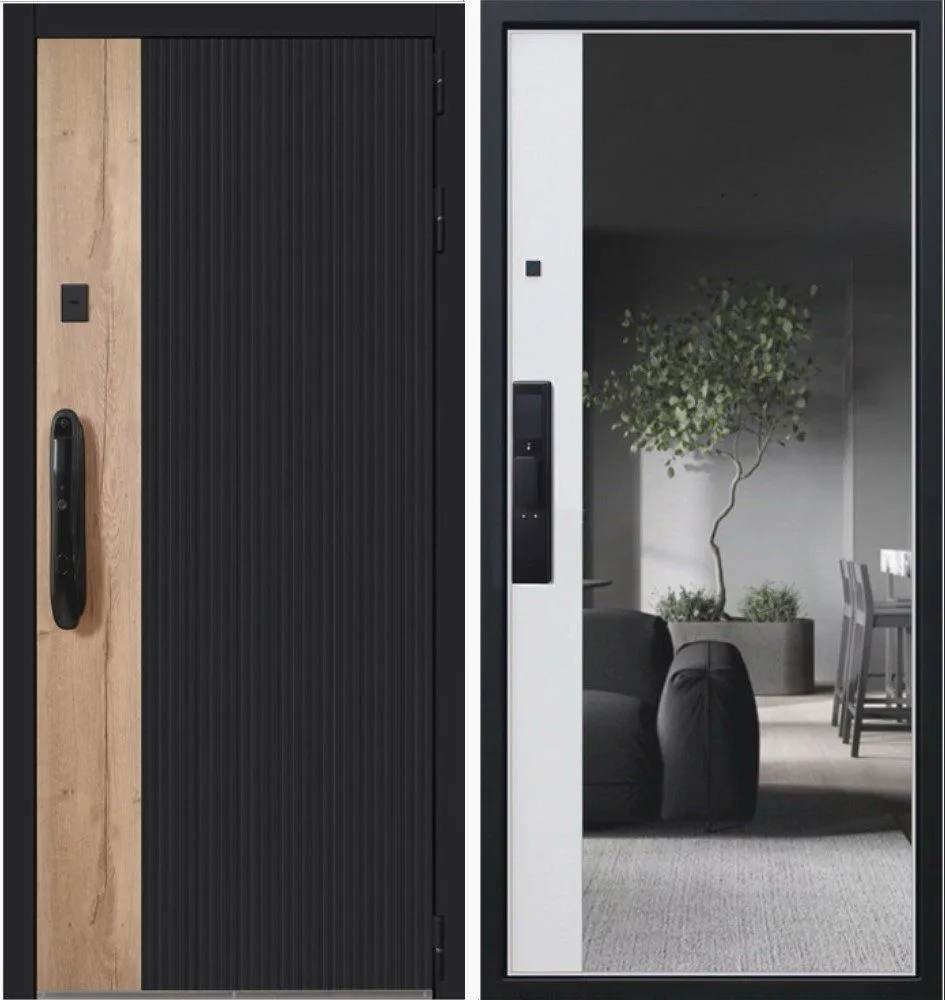 Фото Дверь Конструктор» с зеркалом и  биометрическим замком Smart lock DZ 888 DIS007242